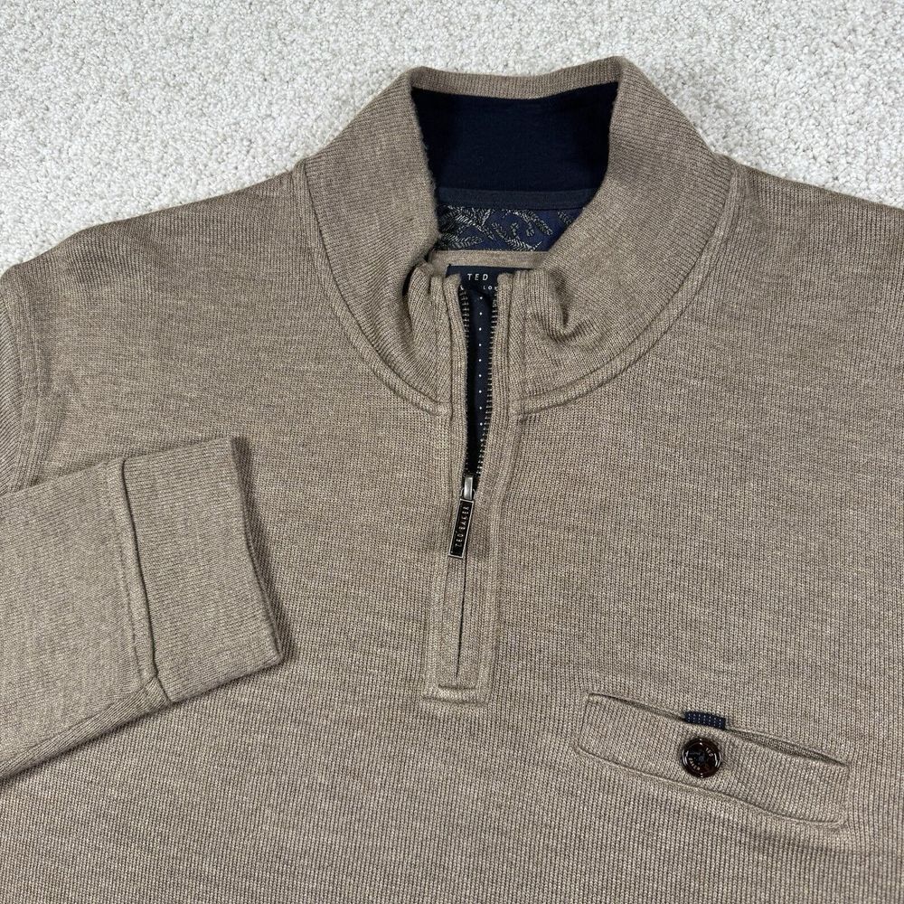 Ted Baker London Long Sleeve 1/4 Zip Pocket Pullover Sweater Mens Sz 6‎ 2XL